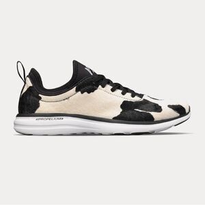 APL Iconic and White Calf Hair Sneakers with Cow Print Design, Size 7. NIB!